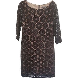 Jessica Howard Women's Lace Sheath Dress - Black/Tan Size 18